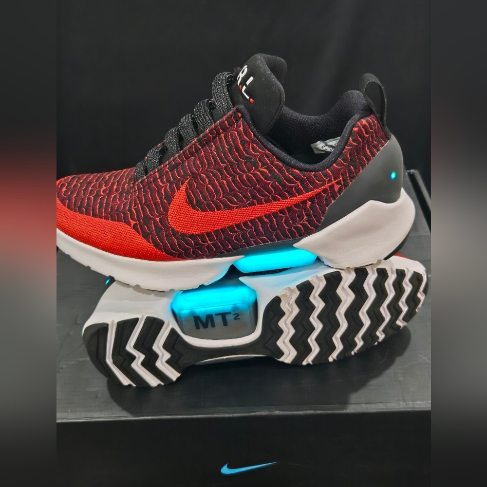 Nike Adapt 1.0 Earl Black and Red Sneakers with Blue Accents
